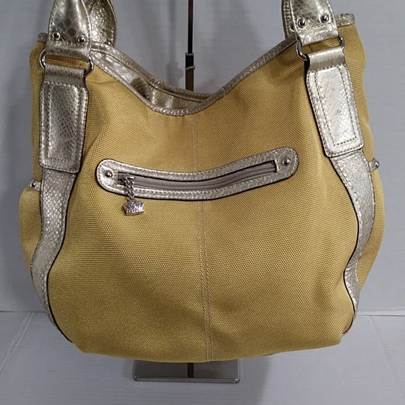 Kathy Van Zeeland Summer Yellow Canvas Hobo Bag *EUC* - Picture 5 of 12
